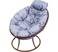 Кресло M-GROUP ПАПАСАН мини без ротанга коричневое, серая подушка 12060209