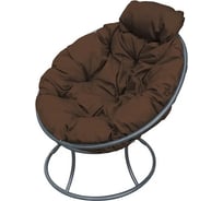 Кресло M-GROUP ПАПАСАН мини без ротанга серое, коричневая подушка 12060305