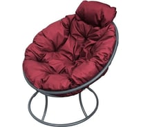 Кресло M-GROUP ПАПАСАН мини без ротанга серое, бордовая подушка 12060302