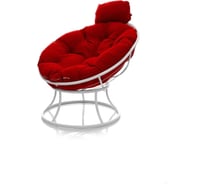 Кресло M-GROUP ПАПАСАН мини без ротанга белое, красная подушка 12060106