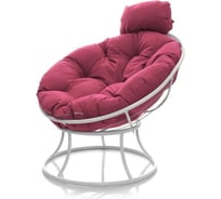 Кресло M-GROUP ПАПАСАН мини без ротанга белое, розовая подушка 12060108