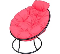 Кресло M-GROUP ПАПАСАН мини без ротанга чёрное, розовая подушка 12060408