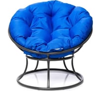 Кресло M-GROUP ПАПАСАН мини без ротанга серое, синяя подушка 12060310