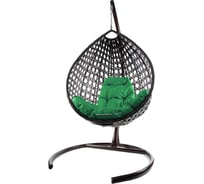 Подвесное кресло M-GROUP КАПЛЯ ЛЮКС с ротангом коричневое, зелёная подушка 11030204