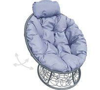 Кресло M-GROUP ПАПАСАН пружинка мини с ротангом серое, серая подушка 12090309