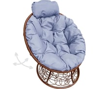 Кресло M-GROUP ПАПАСАН пружинка мини с ротангом коричневое, серая подушка 12090209