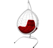 Подвесное кресло ООО Макс Мастер КАПЛЯ ЛОРИ, с ротангом белое, красная подушка 11530106