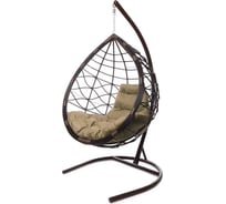 Подвесное кресло ООО Макс Мастер КАПЛЯ ЛОРИ, с ротангом коричневое, бежевая подушка 11530201