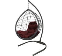 Подвесное кресло ООО Макс Мастер КАПЛЯ ЛОРИ, с ротангом серое, бордовая подушка 11530302