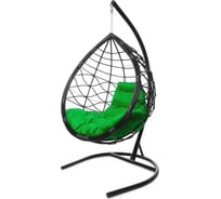 Подвесное кресло ООО Макс Мастер КАПЛЯ ЛОРИ, с ротангом черное, зеленая подушка 11530404