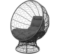 Кресло M-GROUP КОКОС на подставке с ротангом серое, серая подушка 11590309