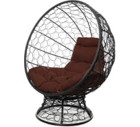 Кресло M-GROUP КОКОС на подставке с ротангом чёрное, коричневая подушка 11590405