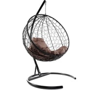 Подвесное кресло M-GROUP КРУГ с ротангом чёрное, коричневая подушка 11050405