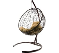 Подвесное кресло M-GROUP КРУГ с ротангом коричневое, бежевая подушка 11050201