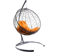 Подвесное кресло M-GROUP КРУГ с ротангом серое, оранжевая подушка 11050307