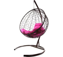 Подвесное кресло M-GROUP КРУГ с ротангом коричневое, розовая подушка 11050208