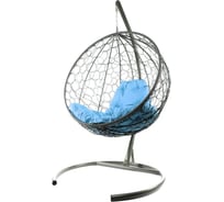 Подвесное кресло M-GROUP КРУГ с ротангом серое, голубая подушка 11050303