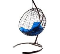 Подвесное кресло M-GROUP КРУГ с ротангом коричневое, синяя подушка 11050210