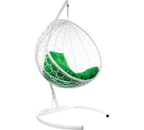 Подвесное кресло M-GROUP КРУГ с ротангом белое, зелёная подушка 11050104