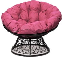Кресло M-GROUP ПАПАСАН с ротангом чёрное, розовая подушка 12020408