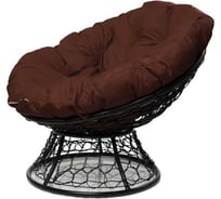 Кресло M-GROUP ПАПАСАН с ротангом чёрное, коричневая подушка 12020405