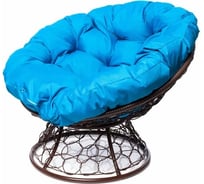 Кресло M-GROUP ПАПАСАН с ротангом коричневое, голубая подушка 12020203