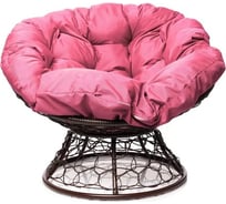 Кресло M-GROUP ПАПАСАН с ротангом коричневое, розовая подушка 12020208