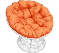 Кресло M-GROUP ПАПАСАН с ротангом белое, оранжевая подушка 12020107