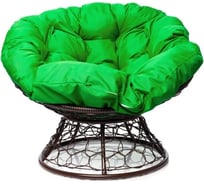 Кресло M-GROUP ПАПАСАН с ротангом коричневое, зелёная подушка 12020204