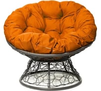 Кресло M-GROUP ПАПАСАН с ротангом серое, оранжевая подушка 12020307