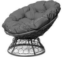 Кресло M-GROUP ПАПАСАН с ротангом серое, серая подушка 12020309