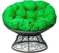 Кресло M-GROUP ПАПАСАН с ротангом серое, зелёная подушка 12020304