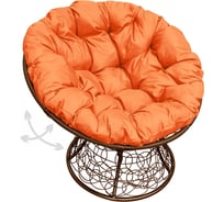 Кресло M-GROUP ПАПАСАН пружинка с ротангом коричневое, оранжевая подушка 12050207