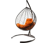 Подвесное кресло M-GROUP КАПЛЯ с ротангом коричневое, оранжевая подушка 11020207