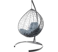 Подвесное кресло M-GROUP КАПЛЯ с ротангом чёрное, серая подушка 11020409