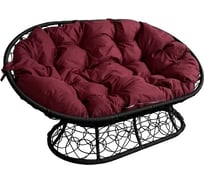 Диван M-GROUP МАМАСАН с ротангом чёрное, бордовая подушка 12110402