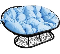 Диван M-GROUP МАМАСАН с ротангом чёрное, голубая подушка 12110403