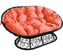 Диван M-GROUP МАМАСАН с ротангом чёрное, оранжевая подушка 12110407