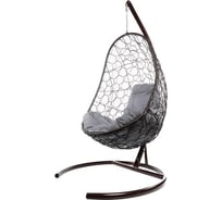 Подвесное кресло M-GROUP ОВАЛ с ротангом коричневое, серая подушка 11140209