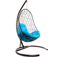 Подвесное кресло M-GROUP ОВАЛ с ротангом коричневое, голубая подушка 11140203