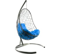 Подвесное кресло M-GROUP ОВАЛ с ротангом серое, синяя подушка 11140310