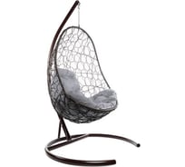 Подвесное кресло M-GROUP ОВАЛ с ротангом серое, коричневая подушка 11140305