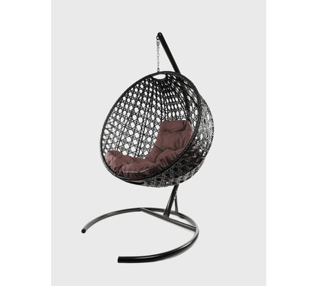 Подвесное кресло M-GROUP КРУГ ЛЮКС с ротангом коричневое, коричневая подушка 11060205