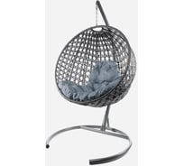 Подвесное кресло M-GROUP КРУГ ЛЮКС с ротангом серое, серая подушка 11060309