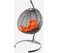 Подвесное кресло M-GROUP КРУГ ЛЮКС с ротангом серое, оранжевая подушка 11060307