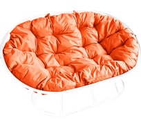 Диван M-GROUP МАМАСАН без ротанга белое, оранжевая подушка 12100107