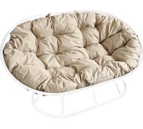 Диван M-GROUP МАМАСАН без ротанга белое, бежевая подушка 12100101