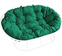 Диван M-GROUP МАМАСАН без ротанга белое, зелёная подушка 12100104