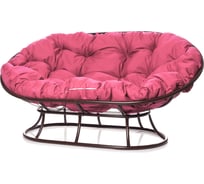 Диван M-GROUP МАМАСАН без ротанга коричневое, розовая подушка 12100208