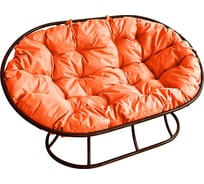 Диван M-GROUP МАМАСАН без ротанга коричневое, оранжевая подушка 12100207